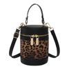 2025 New Korean High-end Cylinder Bucket Bag Splicing Contrasting Color Messenger Bag Women's Ins Versatile Shoulder Bag