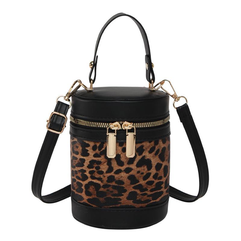 2025 New Korean High-end Cylinder Bucket Bag Splicing Contrasting Color Messenger Bag Women's Ins Versatile Shoulder Bag