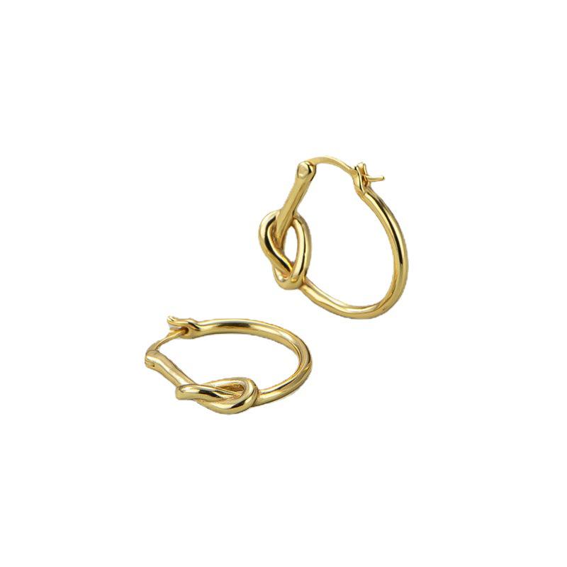 Korean Style S925 Sterling Silver Knotted Rope Ear Cuff Earrings