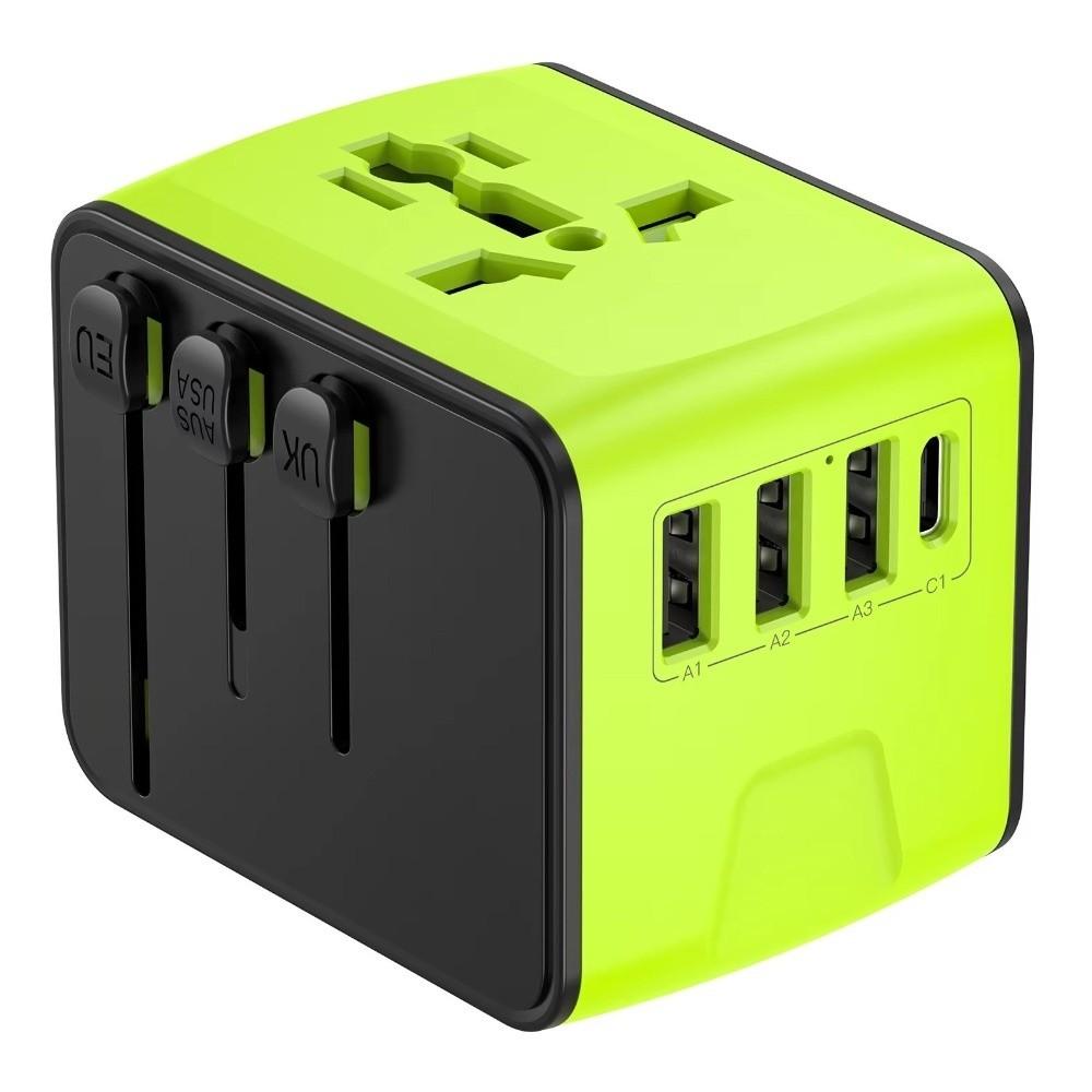 Hochgeschwindigkeits-Reiseadapter für internationale Reisen, 4 USB-Anschlüsse, GaN-Reiseadapter, UK/AU/EU/US