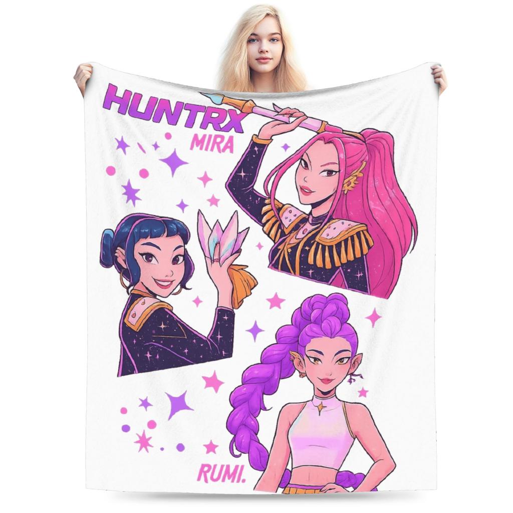 Jinu Huntrix Saja Boys K-Pop Demon Hunters Blanket Autumn Soft Throw Blanket for Girl Living Room Print Bedspread Sofa Bed Cover