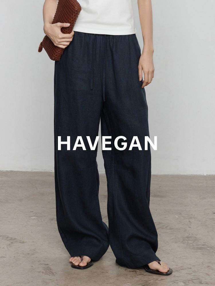 

Women s Loose Wide-Leg Linen Casual Pants - Summer Floor-Length Style Small темно-синий