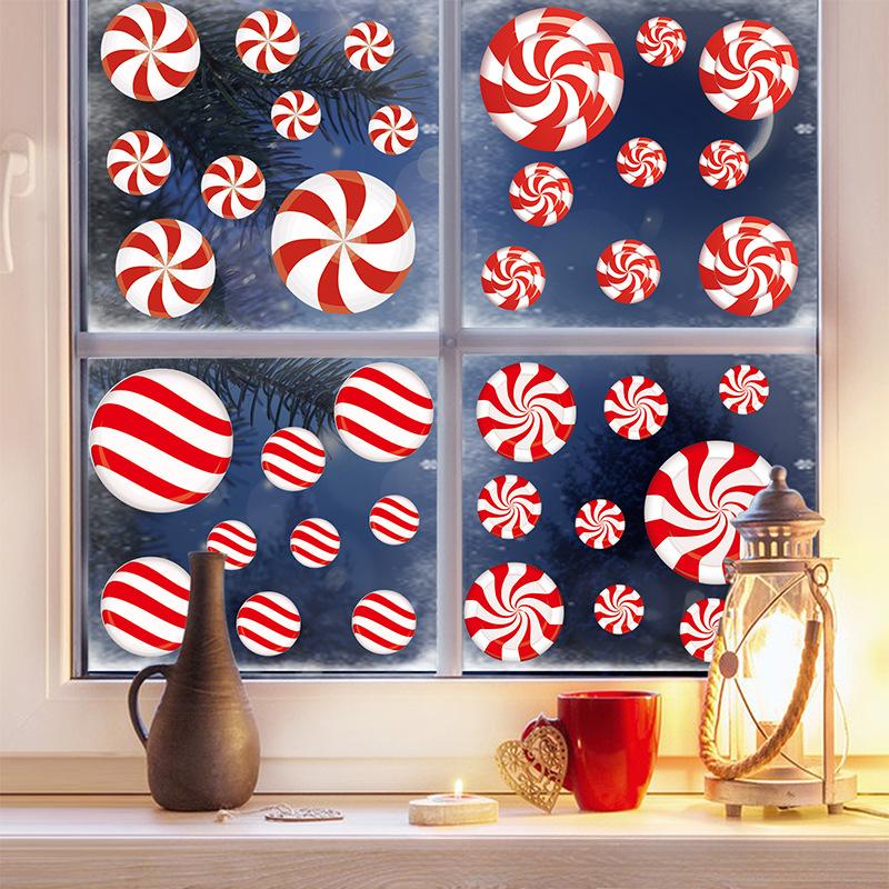 New Christmas Decorations Christmas Candy Red Candy Window Glass
