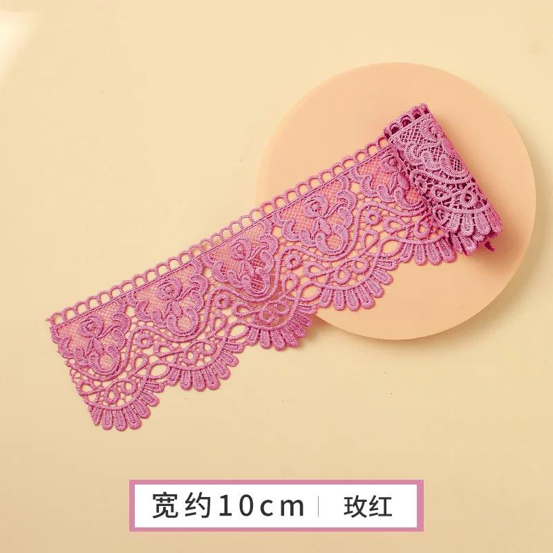 Colorful Hollow Out Floral Embroidered Lace Ribbon DIY Apparel Sewing Fabric 10cm Wide Handmade Crafts Water Soluble Lace Tape
