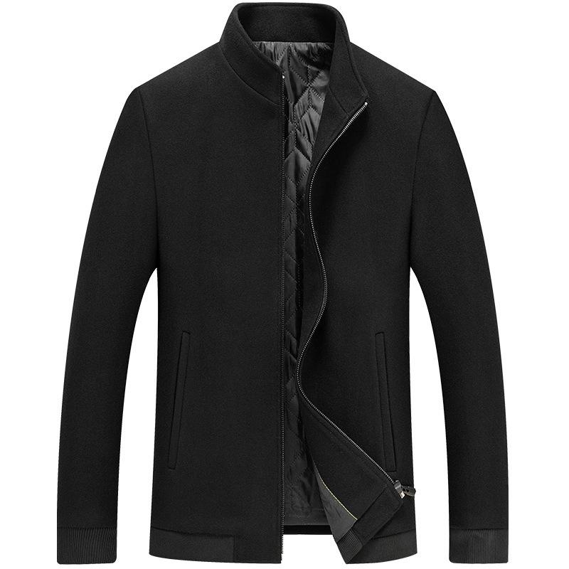 Autumn and Winter Woolen Men's Jacket Middle-aged Men's Woolen Jacket Short Stand-up Collar Jacket Casual Business Men's Clothing