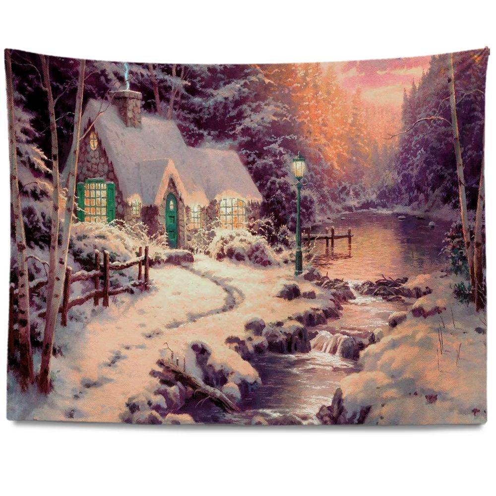 

Christmas Tapestry Decoration Snow Pattern Home Decoration Christmas Large Background Cloth Decoration Beautiful Room Decor 74x94cm(29x37in)