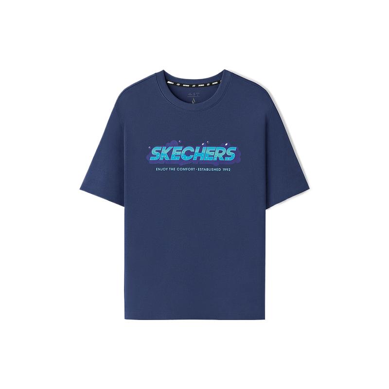 Skechers Breathable Skin-Friendly Solid Color Comfortable T-Shirt Unisex tops L126U037-00DU L