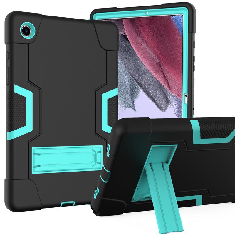 Color Block Protective Case for Samsung Tab A9 Plus - Silicone & PC Three-Proof Drop Protection