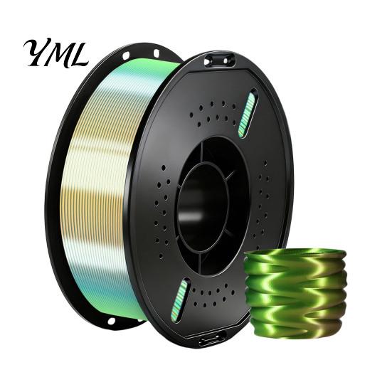3D Printing Supply Three-Color Gradient Silk PLA Filament, 1.75mm 1Kg Spool, Shiny Multicolor Printer Filament for DIY Figurines Models Crafts Stable