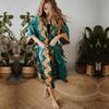 Grün Vintage Bikini Set Vertuschungen Retro Sommer Strand Kimono Kleid Frauen Sommer Beachwear Badeanzug Cover Up A1481