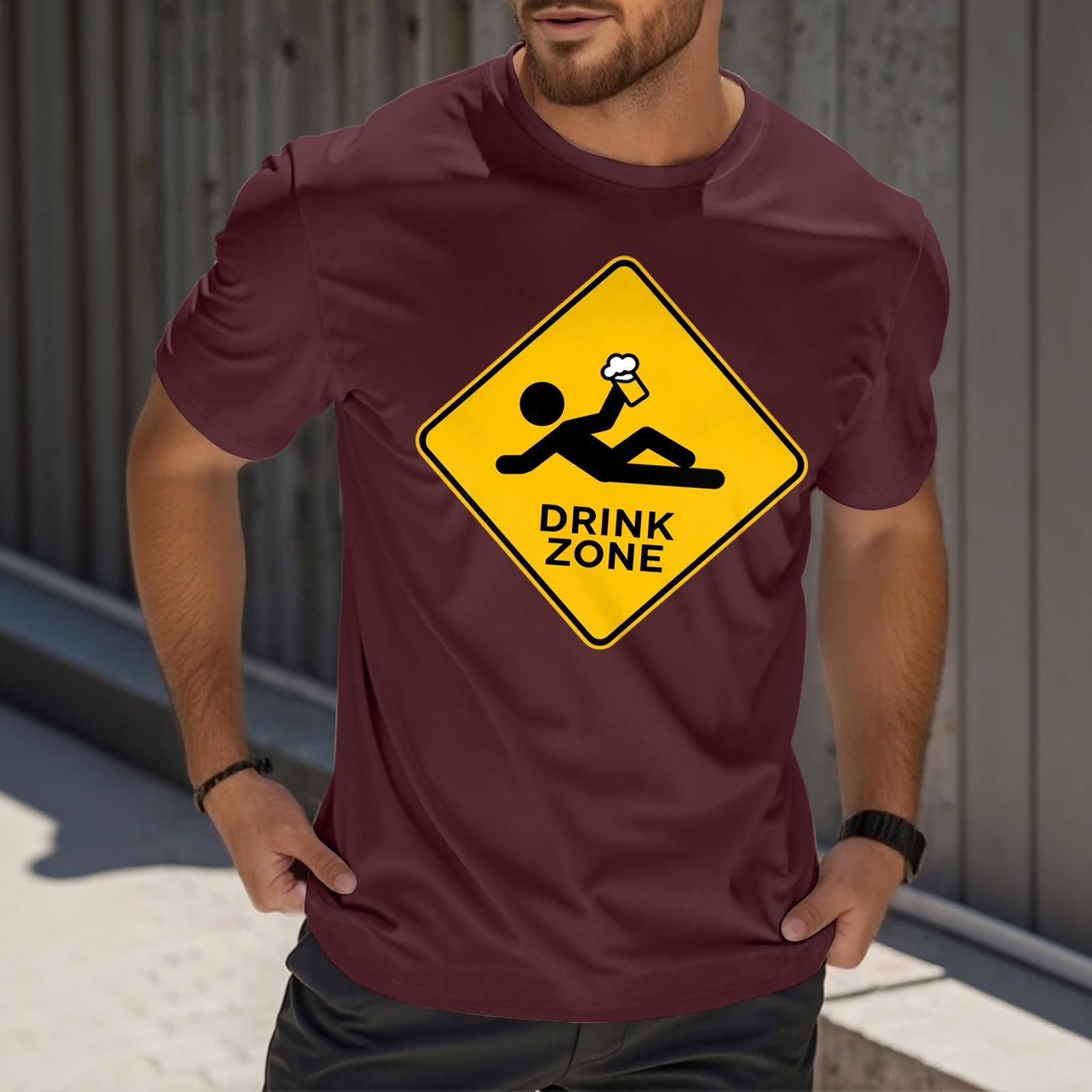 

Мужская повседневная футболка с круглым вырезом и короткими рукавами с принтом L винный