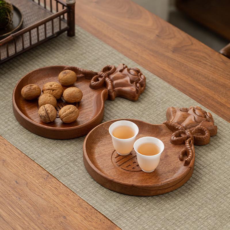 Chinese Style Wooden Decorative Tray with Fu Shou Design