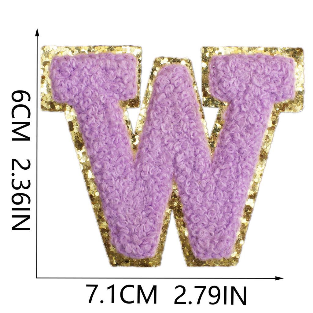 6Cm English Letter Towel Embroidery Patch Sticker Purple Letter Computer Embroidery Label Ironing Embroidery Chapter