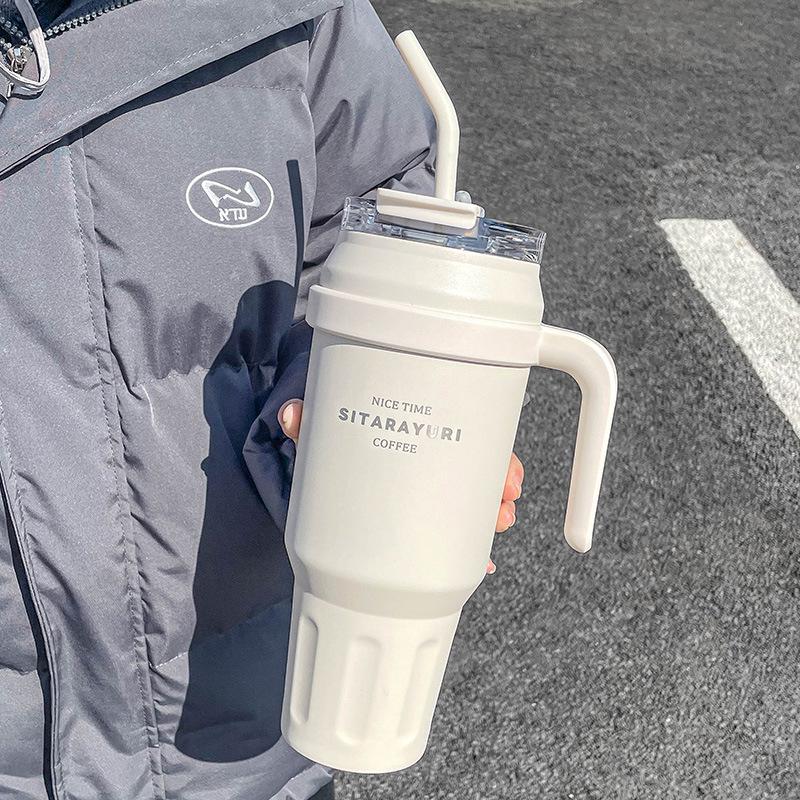 Large Capacity Straw Thermos Cup for Girls & Boys - Perfect for Outdoor Sports, Office, and Travel