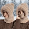Windproof Winter Hat Fluff Knitted Beanies Hat Simple Hooded Cap  Cycling