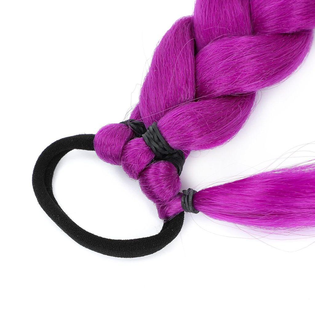 90cm Halloween Cosplay Costumes Prop Kpop Demon Hunters Rumi Purple Long Braided Ponytail Wig Accessory