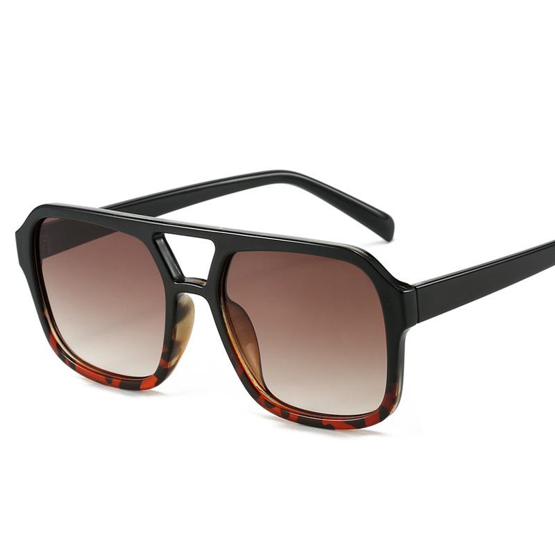 New Retro Women Sunglasses Double Beam Trendy Advanced Design Eyeglasses Square Personalized Large Frame Sun Glasses Uv400