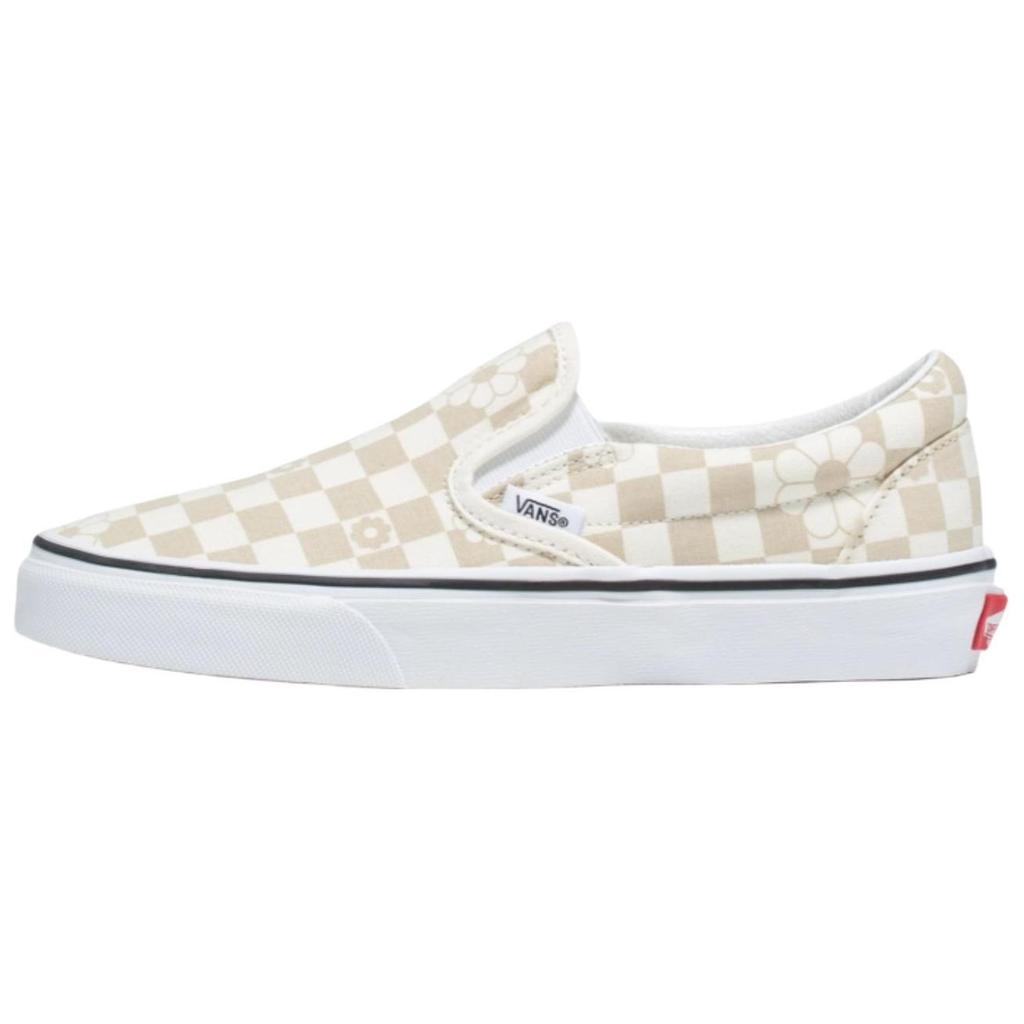 Vans Slip-On Floral Check Comfortable Versatile Low-Top Skate Shoes Women sneaker Beige VN0009Q7CD3