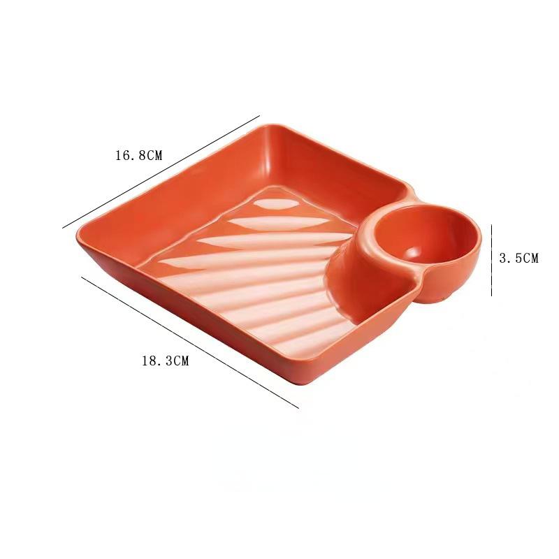 Large Dumpling Plate with Vinegar Space Square Shape Snack Cookie Platter Food Tray Dish Tableware Kitchen Gadgets Plates
