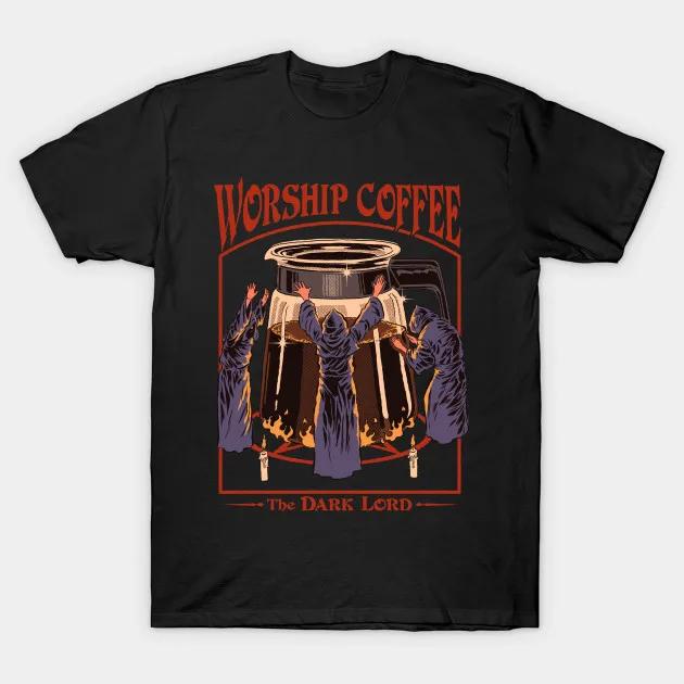 Worship Coffee Dark Lord Cult Ritual T-shirt