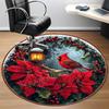 1pc Christmas Cardinal Poinsettia Chair Carpet for Office, Round Non Slip Durable Large Size Office Carpet, Suitable for Office