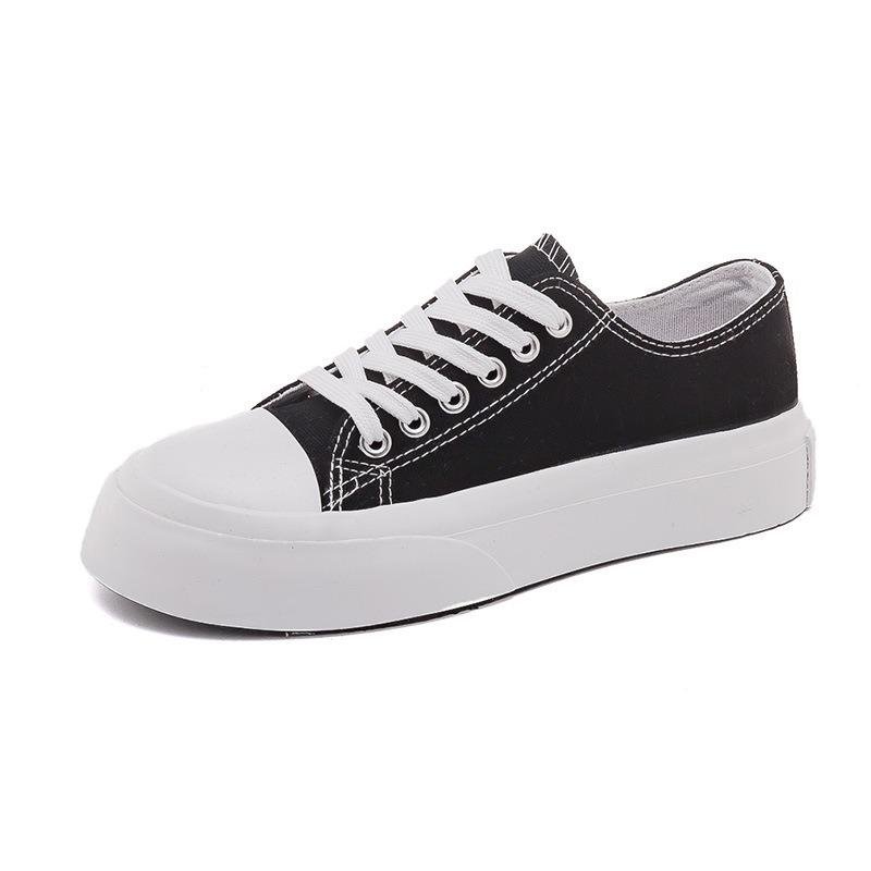 Canvas shoes women's little white shoes spring new trendy students versatile Harajuku style big head shoes casual board shoes