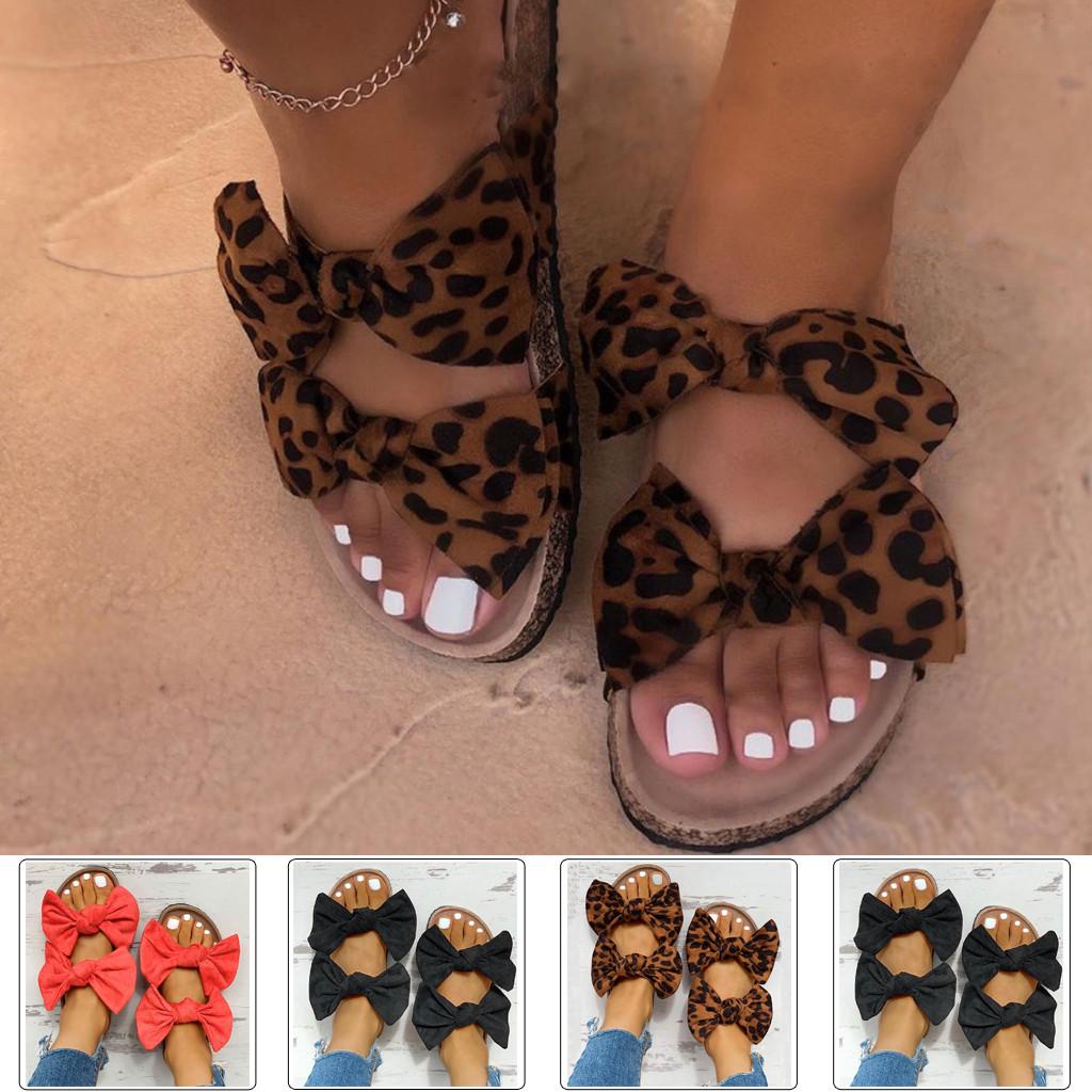 Women's Sandals Bowknot Roman Flat Slippers Casual Beach Indoor&Outdoor Shoes