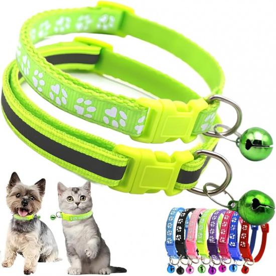 Pink Extra Small Dog Collar with Bell, 2-Pack Puppy Collar with Bells Reflective Kitten Cat Collars Adjustable Buckle for Tiny Little XS XSmall Small