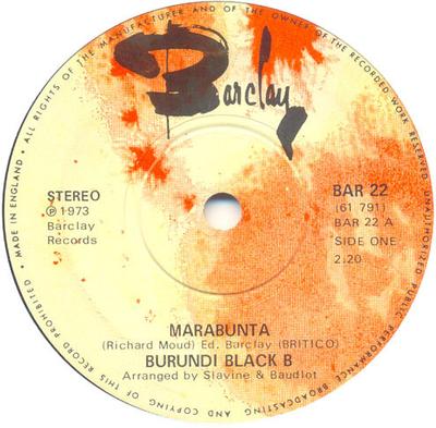 7inch Record BURUNDI BLACK - Marabunta BAR22 Barclay 1973 UK Dance & Electronica Used