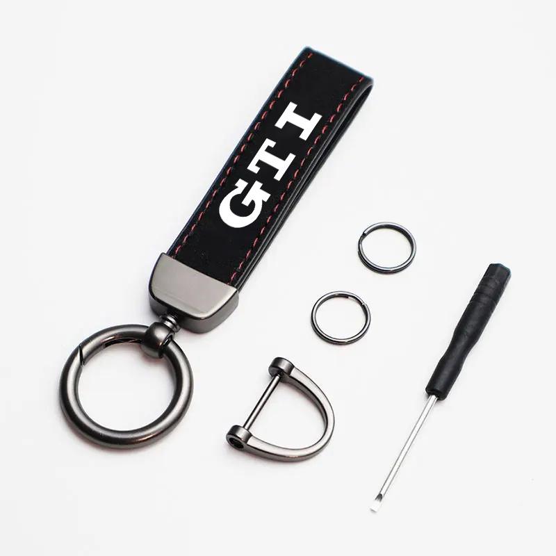 VW 3D Metal/Leather Car Logo Key Chain Keyring Pendant Auto Accessorie For !!Volkswagen VW RLine R Golf Touran ID3 Tiguan Eos Caddy FM7
