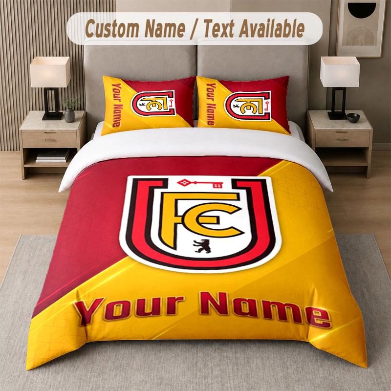 Custom Bedding Set Union Berlin FC Pattern, Print Name Text 1 Duvet Cover Plus 2 Pillowcases Home Textile