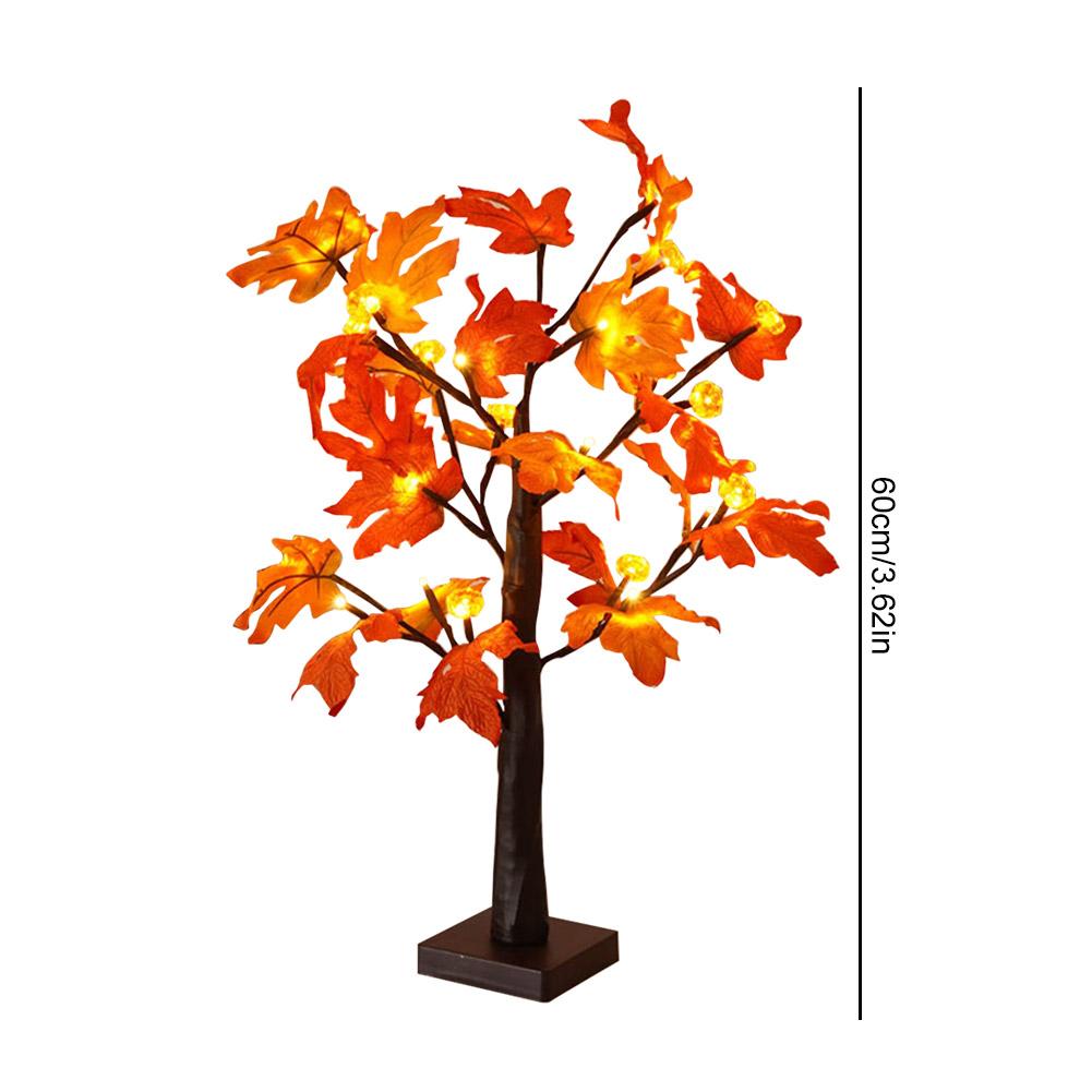 LED Maple Leaf Tree Night Light USB&Battery 24 LED Maple Leaf LED Lantern Glittered Tree Lights for Thanksgiving Day Party Decor