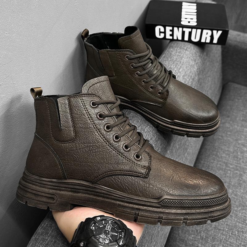 

Ботинки Martin мужские 2025 осень и зима новые высокие кожаные туфли среднего берца в британском стиле мужские черные рабочие ботинки 39 кофейный