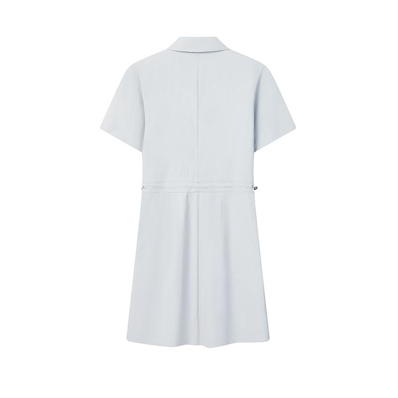 FILA White Contact Cool Simple Fashion Drawstring Short Sleeve Dress Women dresses Gray F11W623316FGY