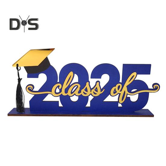 

Знак выпускного стола 2025 года, шляпа бакалавра выпускников средней школы, деревянный знак с основанием, украшение для домашней выпускной церемонии