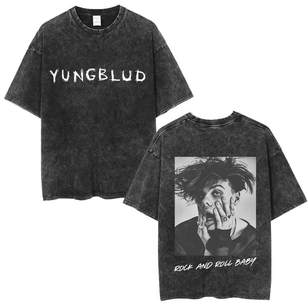 Gewaschenes Vintage Rockmusiker Yungblud Tour T-Shirt Herren Damen Retro Mode T-Shirt Männlich Lässig Übergroße T-Shirts Streetwear