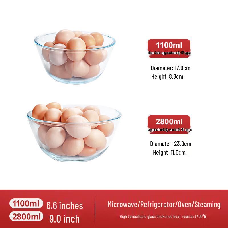 Jingbaodi Transparent Glass Mixing and Soup Bowls