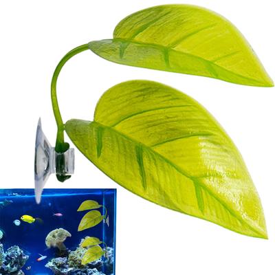 Schwimmendes Betta-Blattbett Künstliches Fisch-Ruheblatt Saugnapf Aquarium-Pflanze Hängematte Betta-Laichdekoration Fischbecken-Dekor