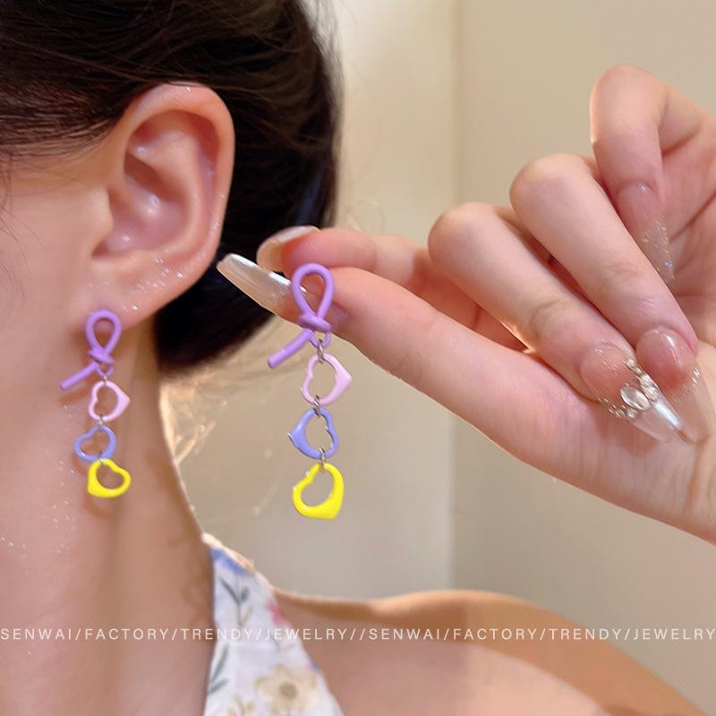 

Dopamine Color String Love Earrings Women s Sweet and Cool Spice Girls Long Earrings Premium Ear Sensing Jewelry