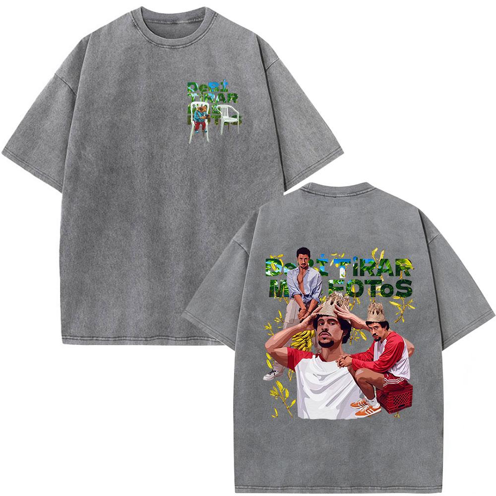 Rapper Bad Bunny Debi Tirar Mas Fotos DTMF Vintage Washed T Shirts Men Women Clothing Fashion Hip Hop ONeck Tshirts Streetwear