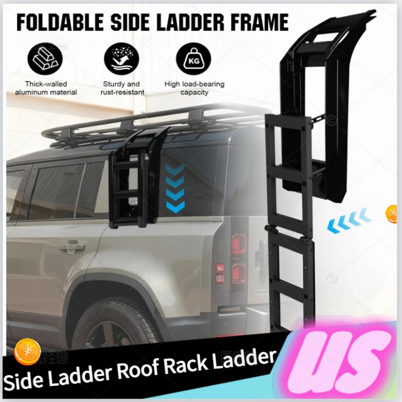 Car Ladder Roof Racks for Land Rover Defender 90 110 130 L663 2020-2024  Aluminum Alloy Side Ladder Deployable Side Ladder f