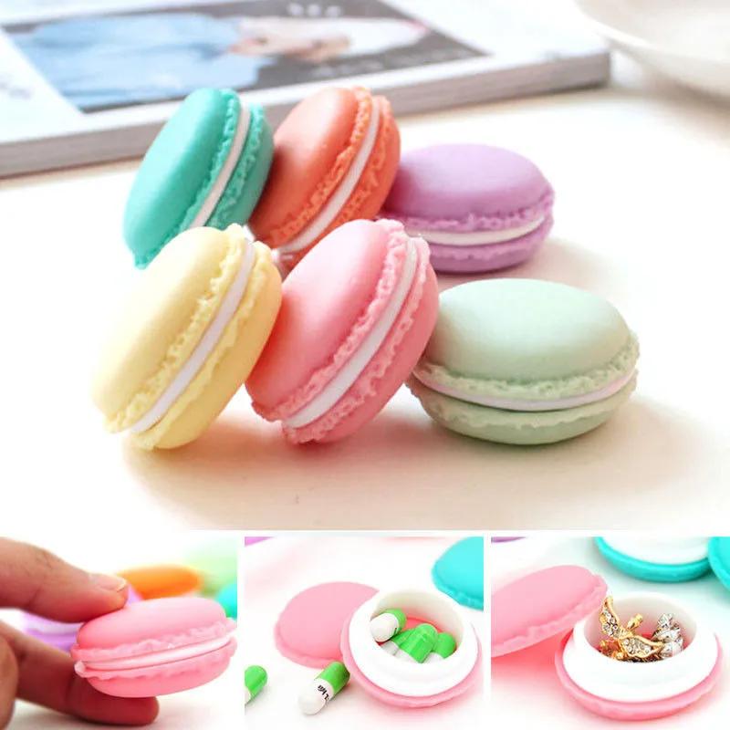 Mini Cute Candy Color Macaron Mini Storage Box Jewelry Box Pill Case Birthday Gift  Organizer Storage Plastic Box Small Plastic