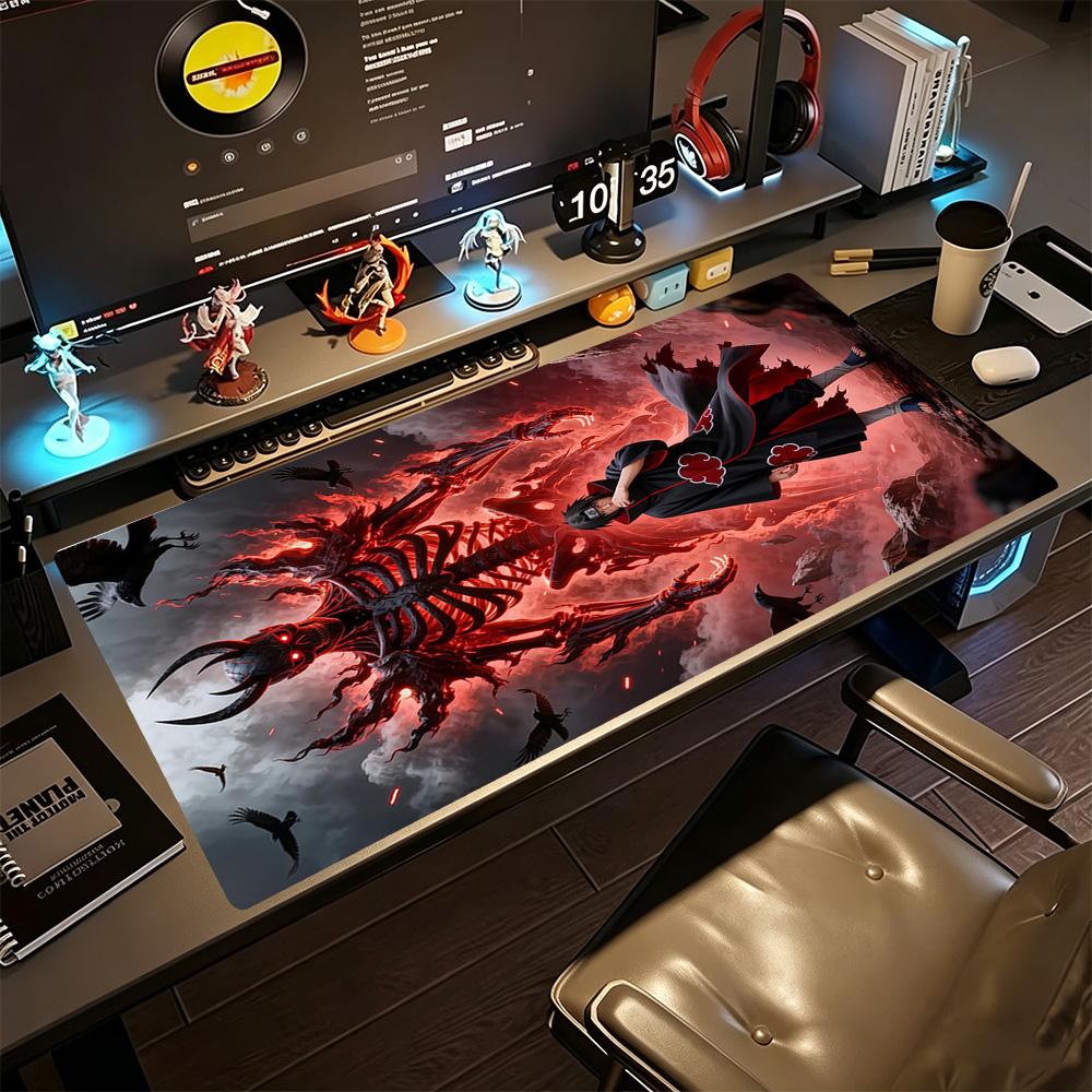 Tappetino per Mouse Grande Naruto Mousepad da Gamer Tappetino da Scrivania Ultra-Lungo Base in Gomma Antiscivolo Decorazione per Scrivania da Ufficio e da Gioco