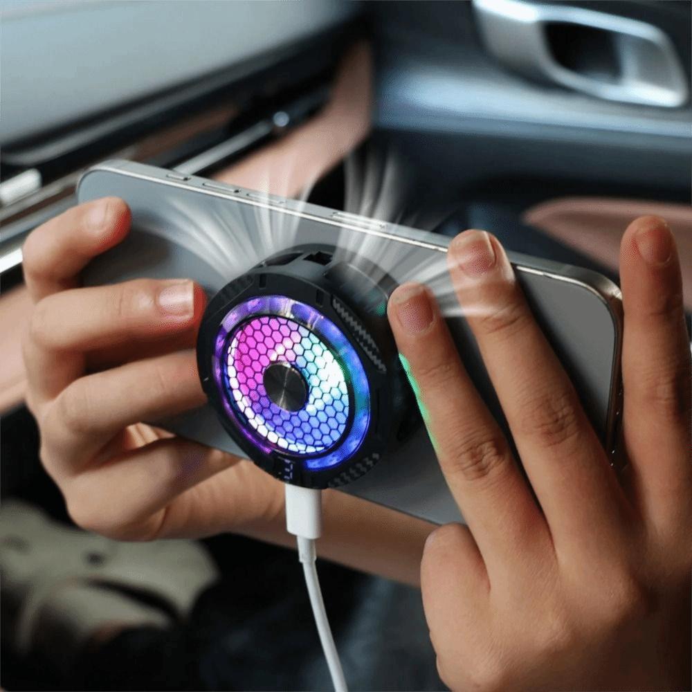 Magnetic Phone Tablet Cooler Radiator 3-Speed Adjustable Type-C Magnetic Cooling Fan With RGB Lights Quiet Game Cooler