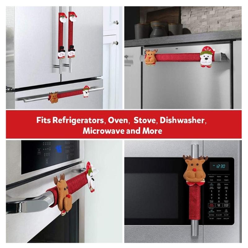 Holiday Appliance Sleeve Set of 8, Soft Fabric Refrigerator Pull Sleeves with Hook and Loop Closure for Christmas Kitchen Accent Display