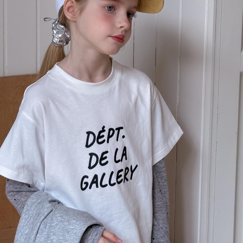 

2025 Girls Spring Long Sleeve Letter Print Crew Neck Loose T-shirt 90cm білий