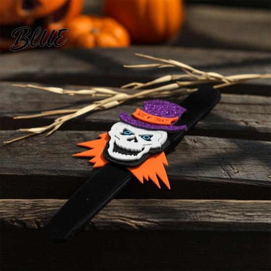 Cat Snap Bracelets Halloween Glitter Felt Slap Bracelet Cartoon Pumpkin Skull Spider Bands Band Party Favors for Kids Adults Colorful