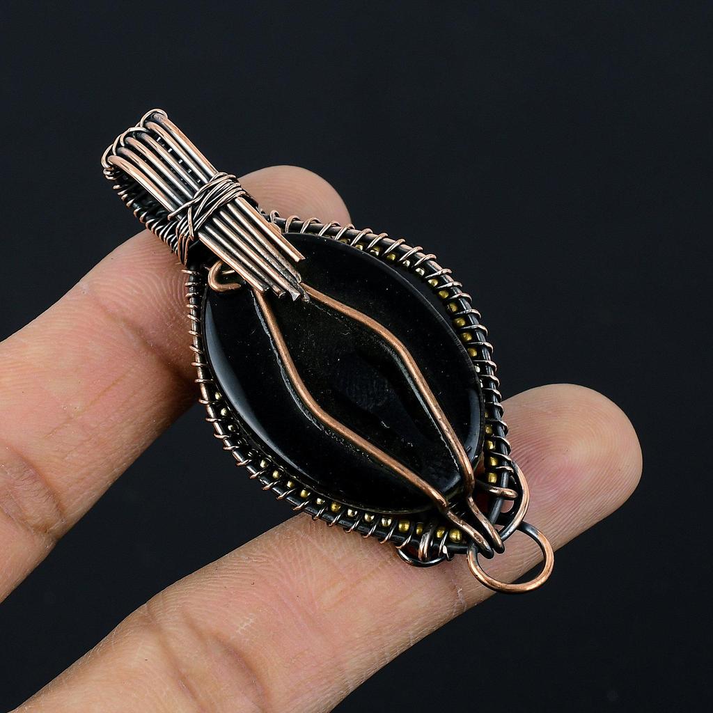 Australian Triplet Opal 999 Copper Wire Wrapped Pendant, Handmade Gemstone Jewelry Pendant Gift For Birthday