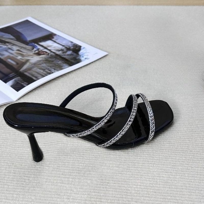 Mode 2025 Lente Zomer Nieuwe Dames Crossbody Riem Effen Kleur Hoge Hak Sandalen Sexy Open Teen Dunne Hak Eendelige Riem