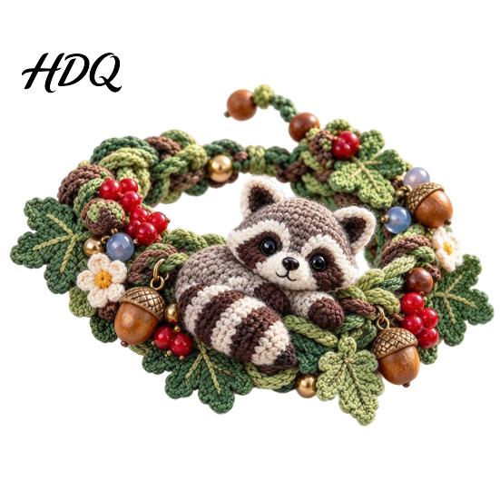 Pastoral Style Yarn Accessories Crochet Animal Bracelet DIY Kit Woodland Friends Craft Forest Jewelry Making Cute Squirrel Raccoon Frog Kit